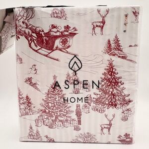 Aspen Home Queen 3 Piece Reversible Duvet Cover Set Christmas Toile